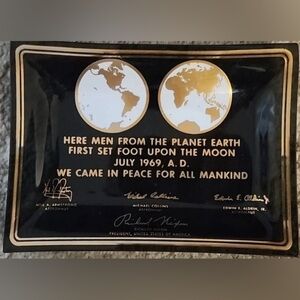 1969 Apollo 11 Moon Landing commemorative glass tray dish plate